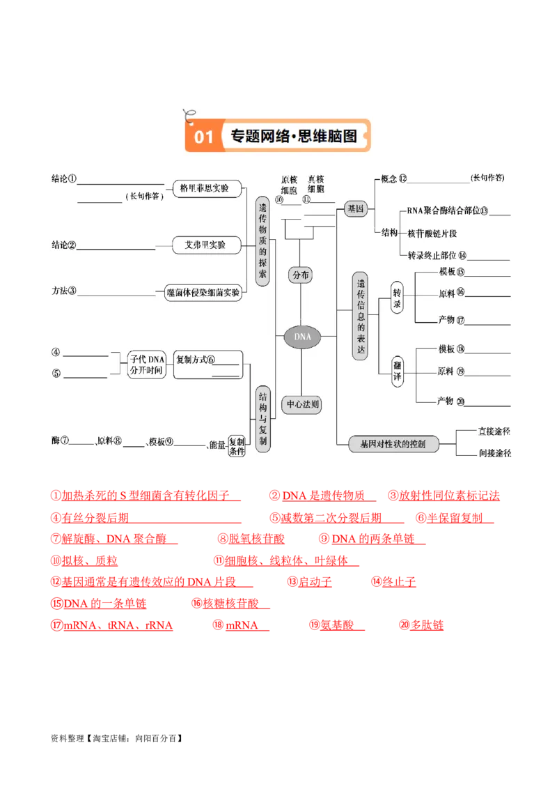 专题05遗传的分子基础（讲义）（解析版）_新高考复习资料_2024年新高考复习资料_二轮复习资料_高频考点解密2024年高考生物二轮复习高频考点追踪与预测（新高考专用）_讲义