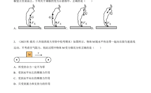 专题05受力分析（原卷版）_8、物理总复习_8.中考物理总复习_2023年中考复习资料_二轮复习_备战2023年中考物理二轮四大模块针对集训（全国通用）_模块一力学