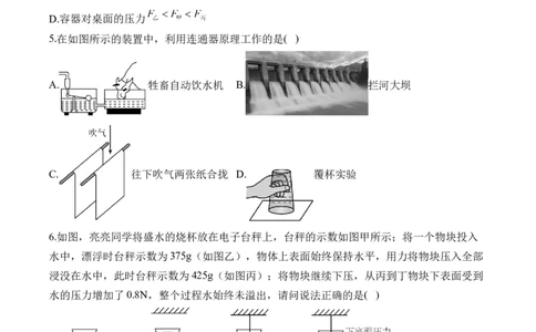 2025届中考物理压强冲刺提分练（2）（含解析）_8、物理总复习_2025年中考复习资料_2025届中考物理压强冲刺提分练