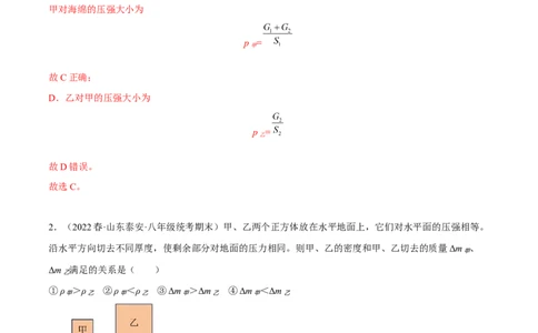 专题06压强之固体压强（解析版）_8、物理总复习_8.中考物理总复习_2023年中考复习资料_二轮复习_备战2023年中考物理二轮四大模块针对集训（全国通用）_模块一力学