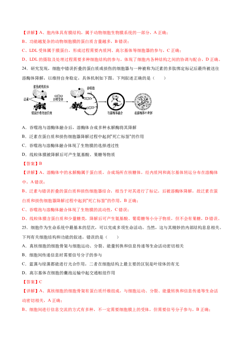 专题01细胞的结构与分子组成-2021年高考真题和模拟题生物分项汇编（解析版）_新高考复习资料_2022年新高考复习资料_2021年高考真题和模拟题生物分项汇编7.30更新