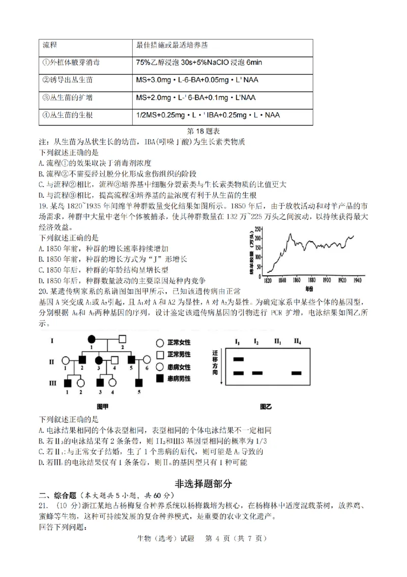 2025年1月浙江省普通高校招生选考科目考试生物试卷及答案解析_历年全国高考真题_2025全国各省高考真题+答案_浙江卷_浙江首考2025年1月普通高等学校招生全国统一考试生物
