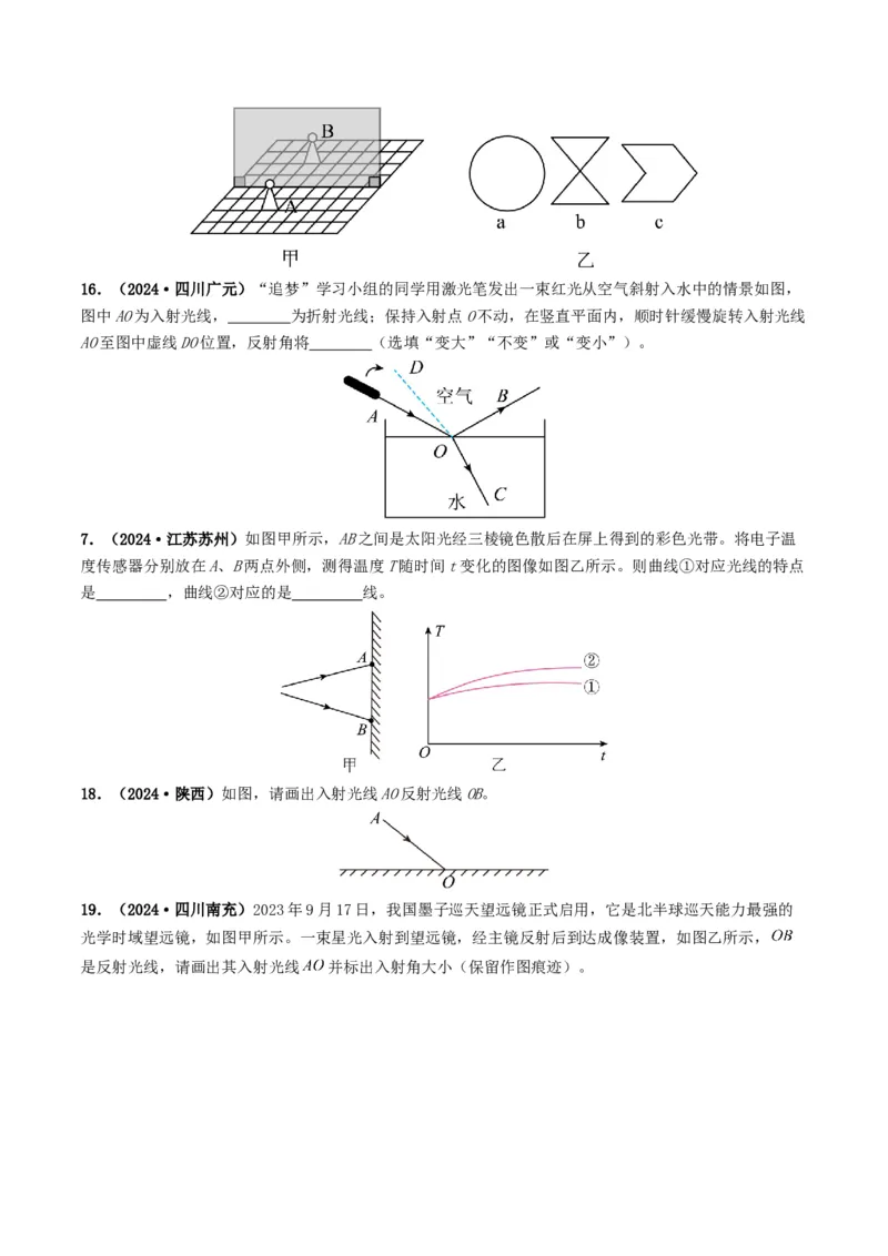 专题02光现象（考情聚焦+中考新考法+真题透视5大考向+新题特训）（原卷版）_8、物理总复习_2025年中考复习资料_备战2025年中考物理真题题源讲义（全国通用）