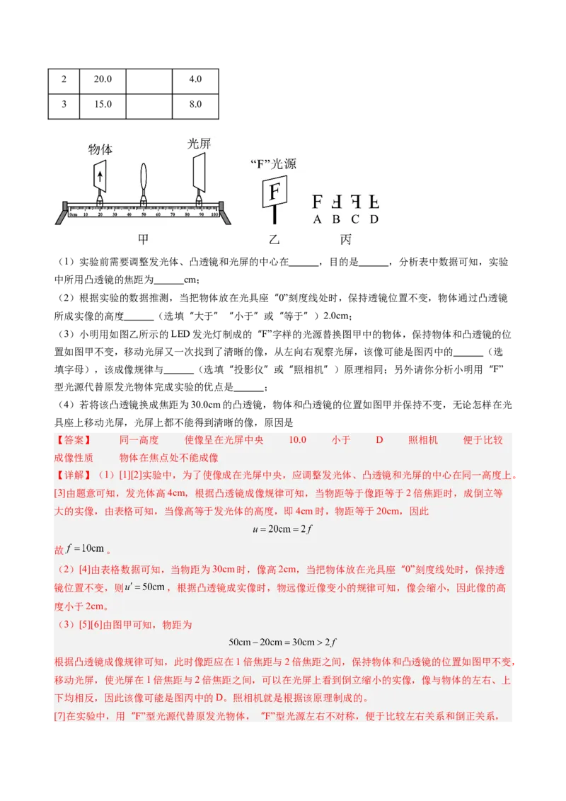 课时5.3凸透镜成像的规律（教师版）_初物_八年级上下册+九年级全一册物理_八年级物理上册_讲义