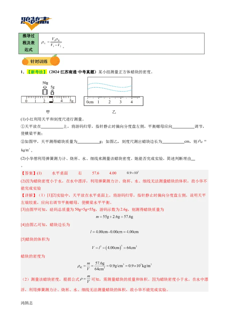 专题07质量与密度（讲义）（解析版）_8、物理总复习_《2025年中考复习讲义》物理