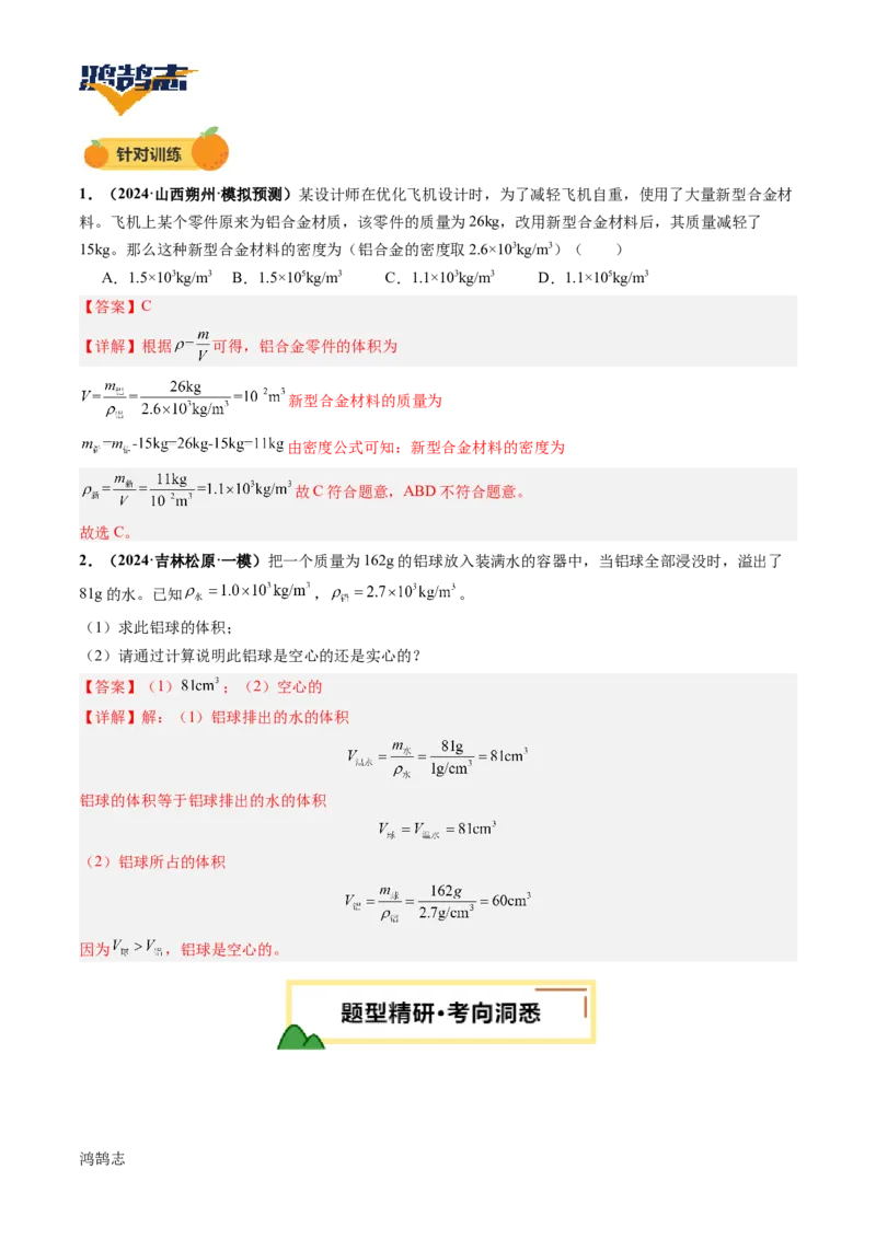 专题07质量与密度（讲义）（解析版）_8、物理总复习_《2025年中考复习讲义》物理