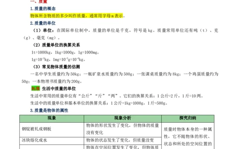 专题07质量与密度（讲义）（解析版）_8、物理总复习_《2025年中考复习讲义》物理