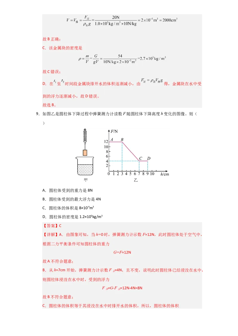 第10章《浮力》单元测试卷（教师版）_初物_八年级上下册+九年级全一册物理_八年级物理下册_讲义（更新中）-U26