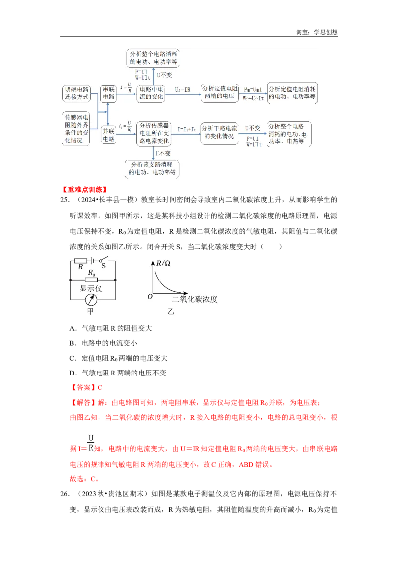 专题16动态电路分析（教师版）备考2025年中考物理重难点讲解与训练_初物_2025中考物理重难点归纳专题训练易错训练题压轴特训复习word素材
