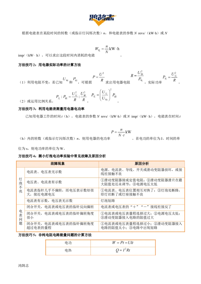 专题16电功率（4大模块知识清单+5个易混易错+6种方法技巧+典例真题精析）（原卷版）_8、物理总复习_物理一轮复习