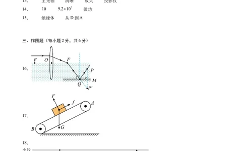 物理（湖北卷，新省统考）（参考答案及评分标准）_8、物理总复习_2024中考模拟题物理_一模_物理（湖北卷，新省统考）-2024年中考第一次模拟考试_2024中考物理一模（湖北卷，新省统考）