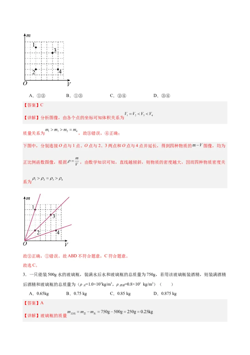 专题07质量和密度（解析版）_8、物理总复习_8.中考物理总复习_2024年中考复习资料_一轮复习资料_完备战2024年中考物理一轮复习讲义练习（全国通用）_教师版（含答案解析）
