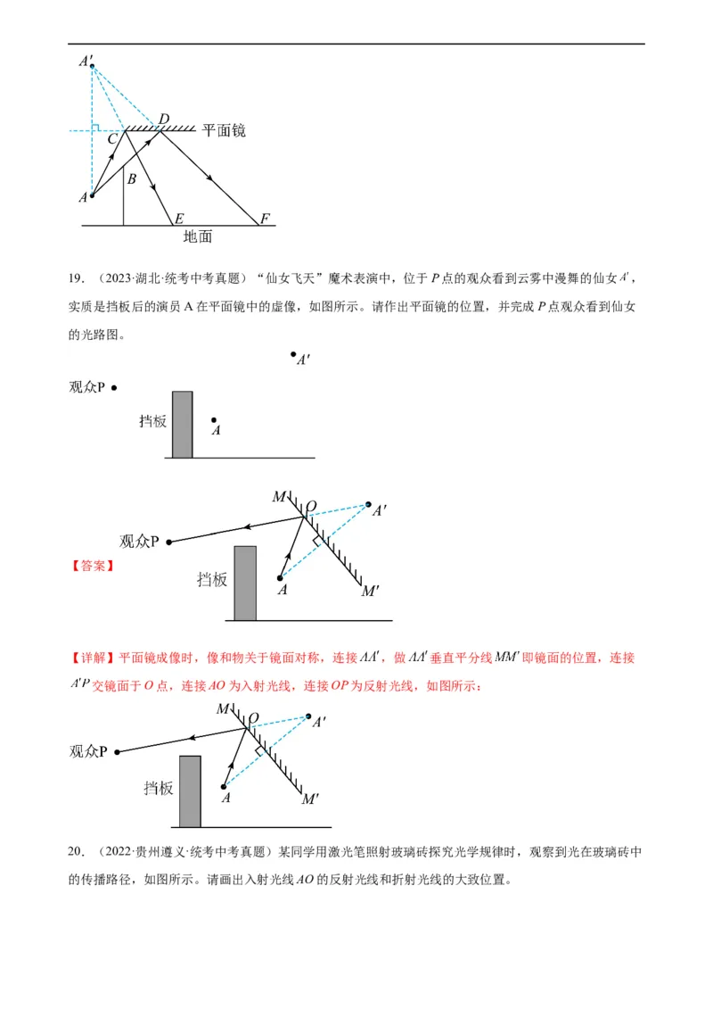 专题4光现象光现象章末综合训练（教师版）_8、物理总复习_8.中考物理总复习_2024年中考复习资料_专项复习资料_完三年（2021&mdash;2023）中考真题分项精编（全国通用）