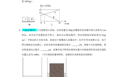 挑战08填空题（浮力压强与简单机械综合46题）（原卷版）_8、物理总复习_2024年中考复习资料_专项复习资料_❤备战2024年中考物理真题《压轴挑战》分类汇编