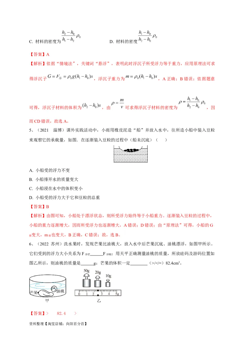 专题16巧用阿基米德原理解决浮力问题(解析版）_8、物理总复习_8.中考物理总复习_2023年中考复习资料_专项复习_解析版