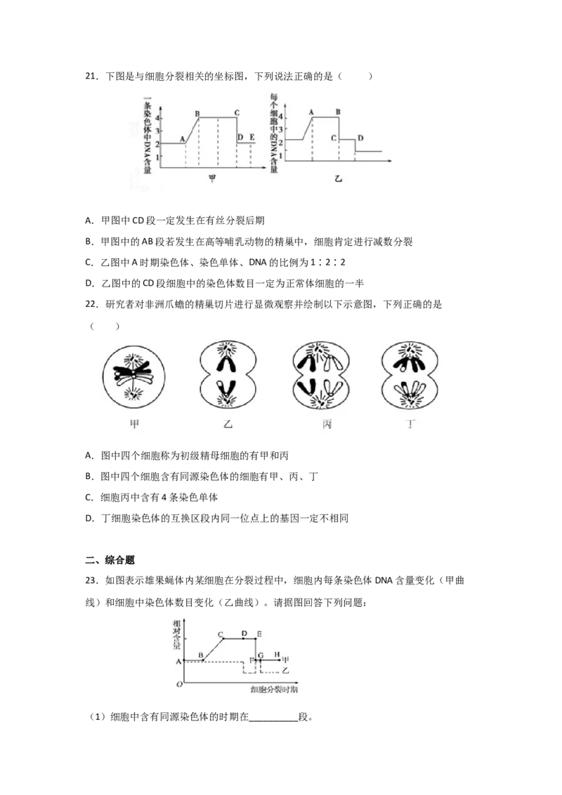 专题11_减数分裂与受精作用(学生版)_新高考复习资料_2023年新高考复习资料_二轮复习_增分要点2023高考生物二轮复习专题解读和分层训练291073137