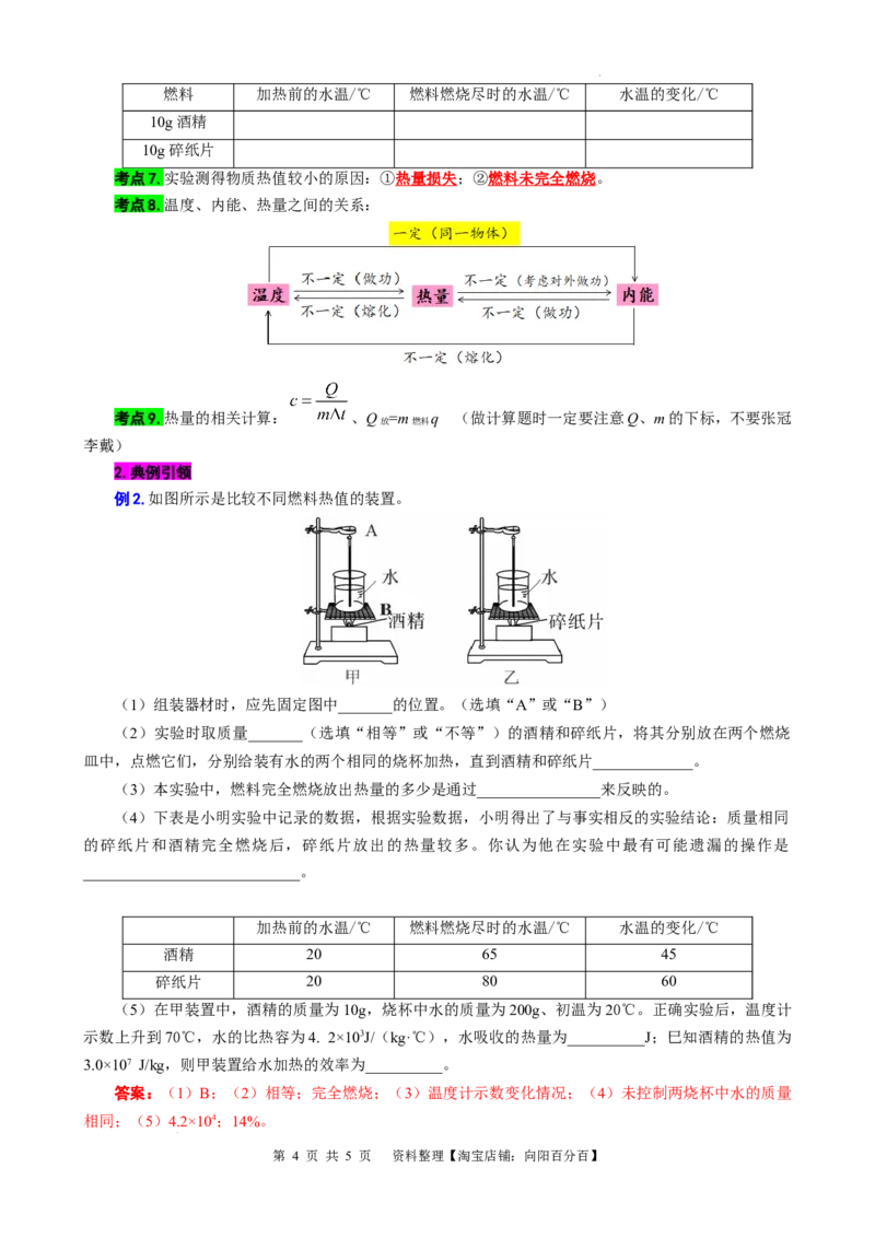 对比实验&ldquo;不同物质的吸热能力&rdquo;和&ldquo;不同燃料的热值&rdquo;_8、物理总复习_2024年中考复习资料_专项复习资料_2024年中考物理复习辅导系列_❤更新专项复习