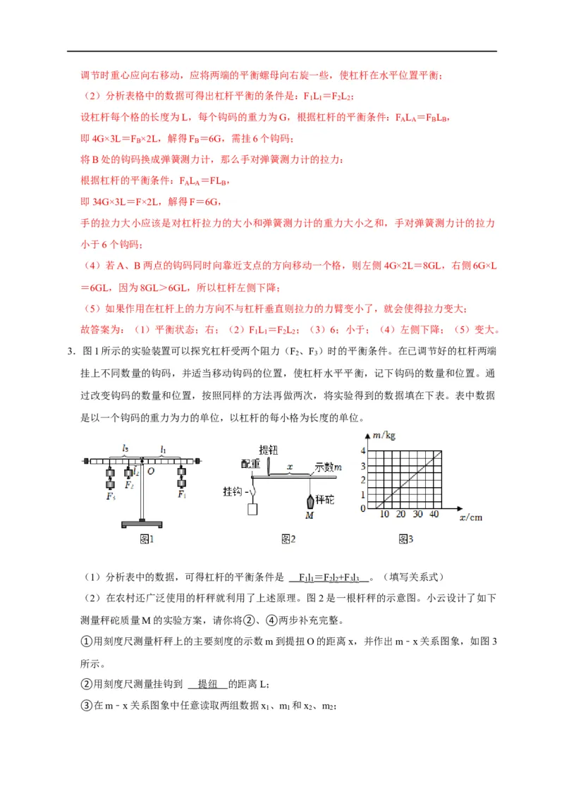 专题09杠杆平衡实验（解析版）_8、物理总复习_8.中考物理总复习_2023年中考复习资料_二轮复习_2023年中考物理二轮题型专项复习（全国通用）