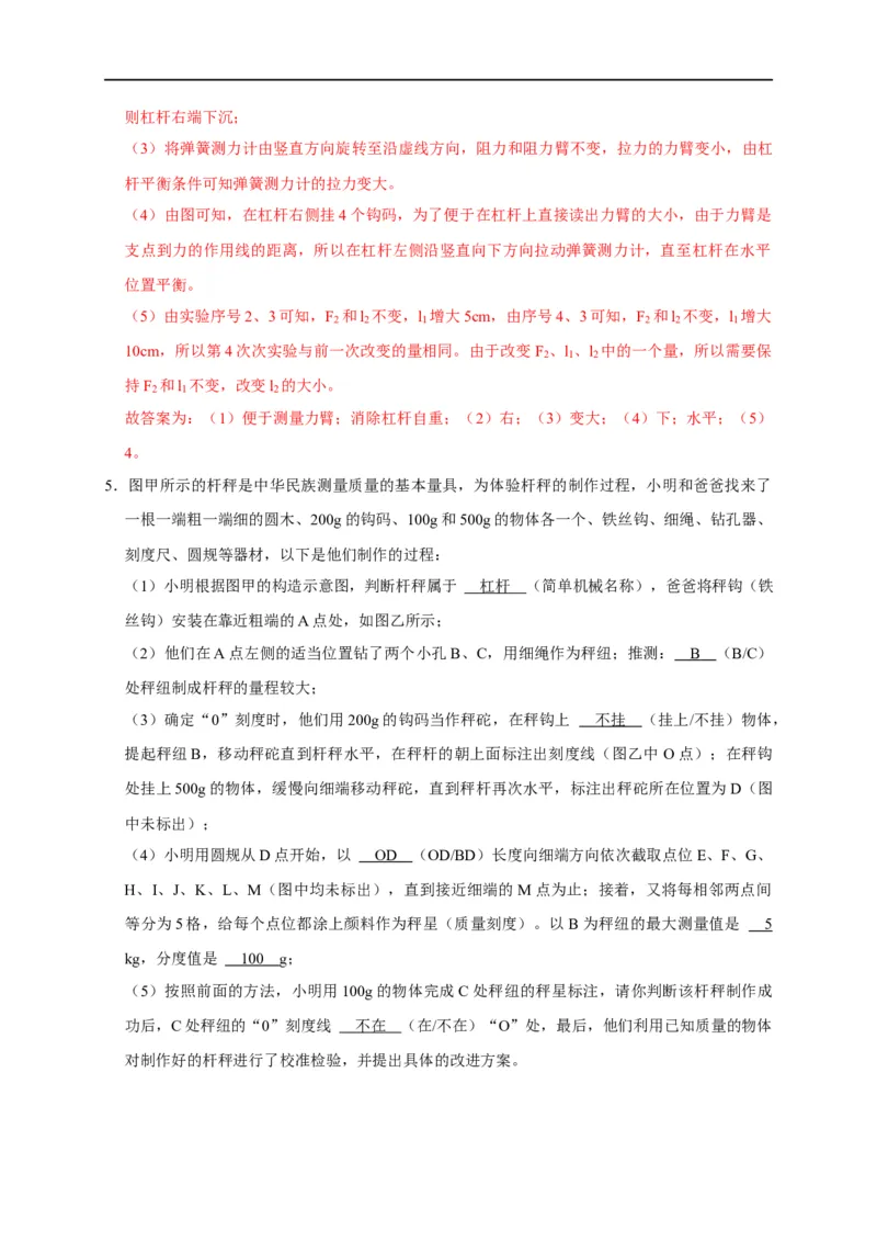 专题09杠杆平衡实验（解析版）_8、物理总复习_8.中考物理总复习_2023年中考复习资料_二轮复习_2023年中考物理二轮题型专项复习（全国通用）