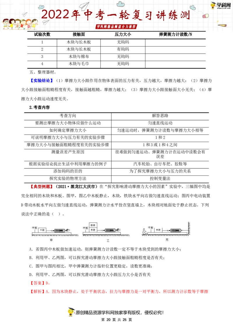 专题09力与三种性质的力（讲练）（解析版）-2022年中考一轮复习讲练测_8、物理总复习_8.中考物理总复习_2022年中考复习资料_2022年中考物理一轮复习讲练测264201163