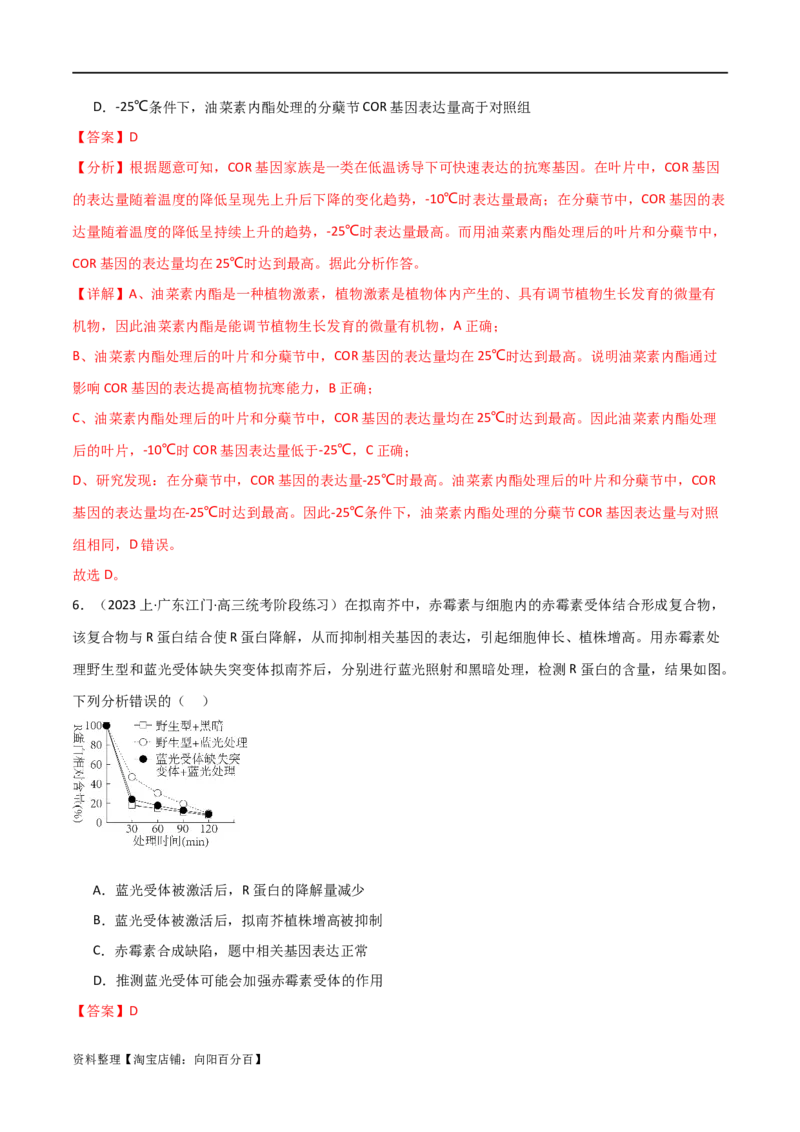专题08植物生命活动调节（解析版）_新高考复习资料_2024年新高考复习资料_❤专项复习资料_2024年高考生物热点&middot;重点&middot;难点专练（新高考专用）_教师版（含答案解析）