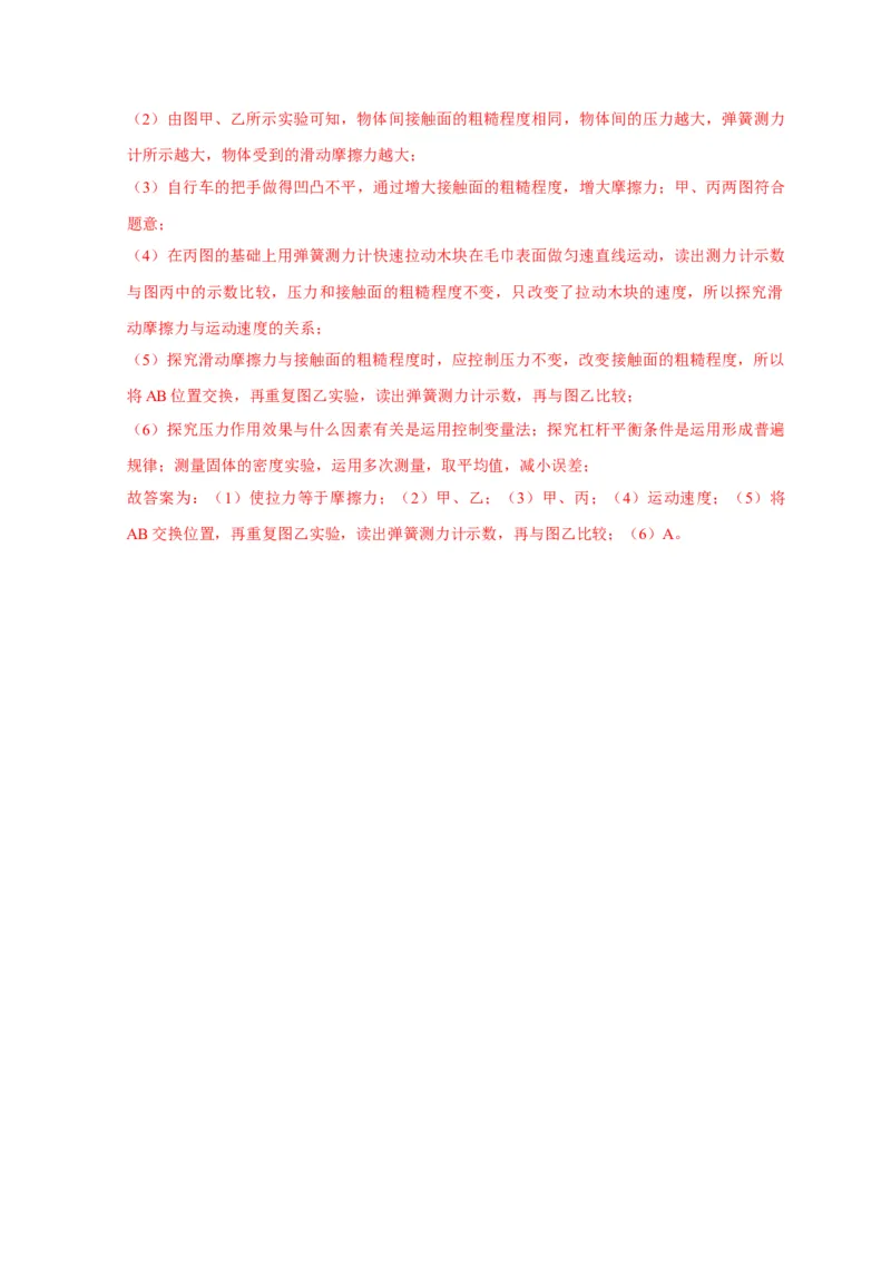 实验8探究滑动摩擦力大小与哪些因素有关（解析版）_8、物理总复习_2024年中考复习资料_二轮复习_（讲义+练习）2024年中考物理二轮题型专项复习