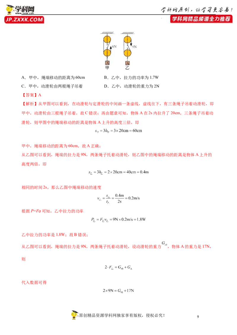 专题12简单机械真题强化训练（解析版）_8、物理总复习_8.中考物理总复习_2022年中考复习资料_2022年中考物理一轮复习金讲练267905642