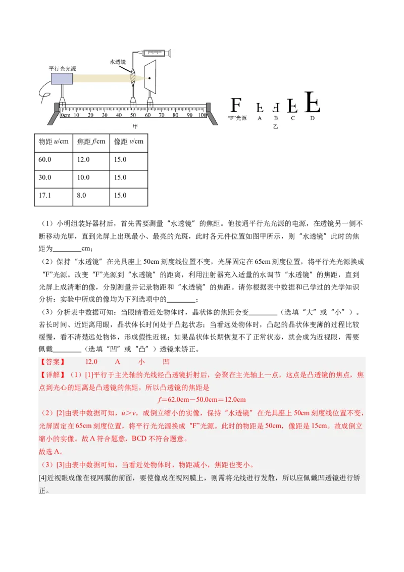 课时5.4眼睛和眼镜（教师版）_初物_八年级上下册+九年级全一册物理_八年级物理上册_讲义