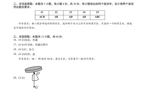 物理（山东济南卷）（参考答案及评分标准）_8、物理总复习_2024中考模拟题物理_二模_物理（山东济南卷）-：2024年中考第二次模拟考试