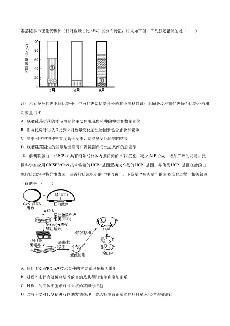 黄金卷06（考试版）-赢在高考&middot;黄金8卷备战2024年高考生物模拟卷（河北专用）_2024年新高考资料_4.2024高考模拟预测试卷