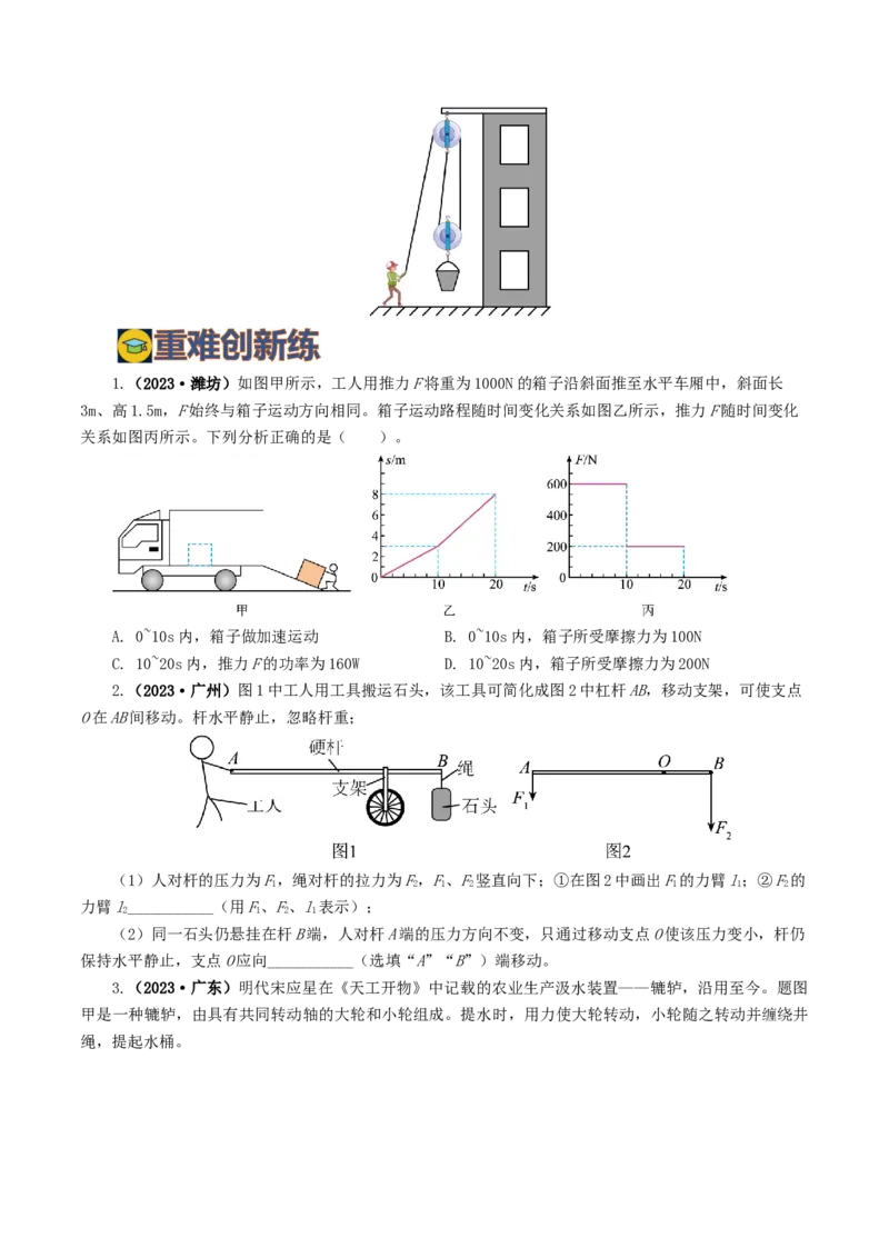专题13简单机械（10题型）（练习）（原卷版）_8、物理总复习_2024年中考复习资料_一轮复习_课件+讲义+练习2024年中考物理一轮复习讲练测（全国通用）_配套练习（原卷版+解析版）