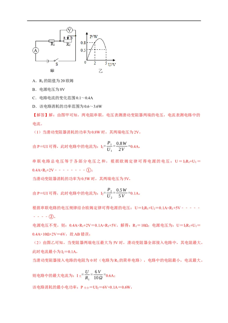 图像题05电功率、焦耳定律（解析版）_8、物理总复习_8.中考物理总复习_2023年中考复习资料_二轮复习_2023年中考物理二轮题型专项复习（全国通用）