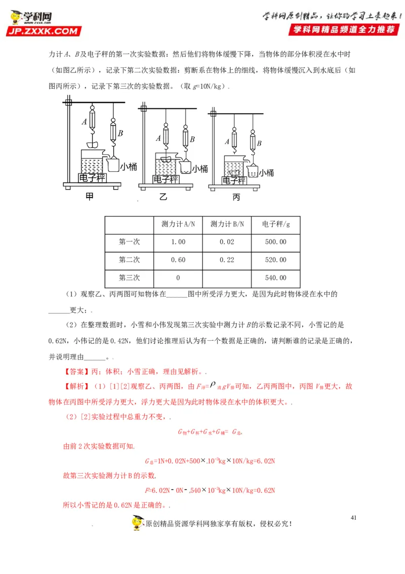 专题09浮力及其应用（解析版）_8、物理总复习_8.中考物理总复习_2022年中考复习资料_三年（2019-2021）中考真题物理分项汇编（全国通用）