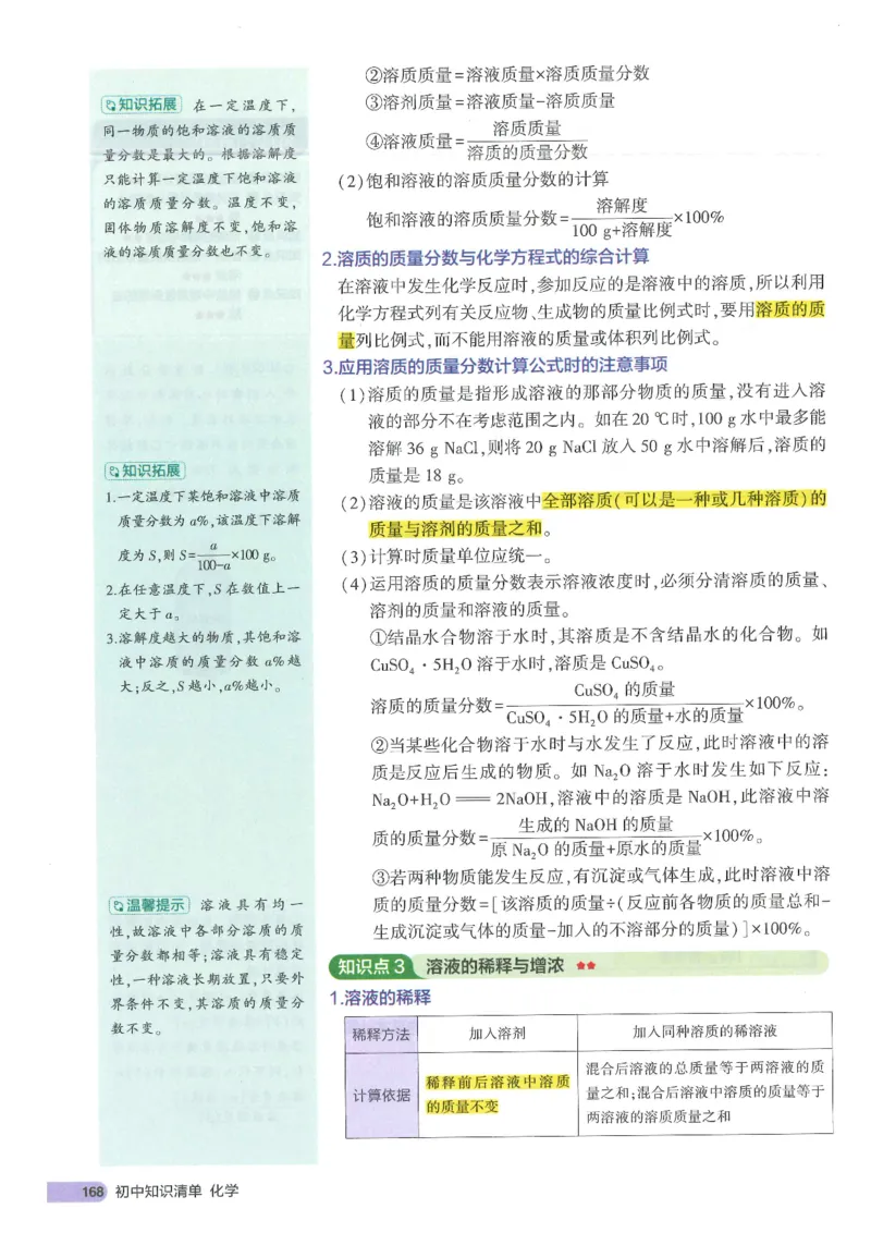 2025版《初中知识清单》-化学_《初中全科目知识点汇总》_2025初中知识清单_化学