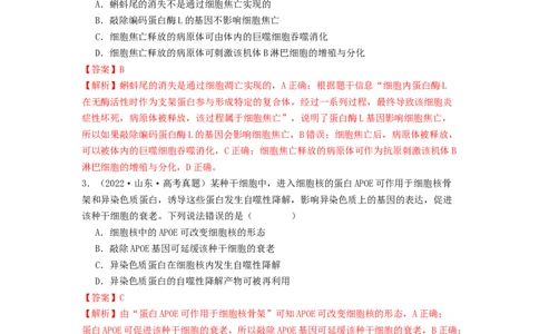 专题11细胞的分化、衰老与死亡（解析版）_通用版（老高考）复习资料_2024年复习资料_完备战2024年高考生物一轮复习抢分特训（全国通用）_教师版（含答案解析）