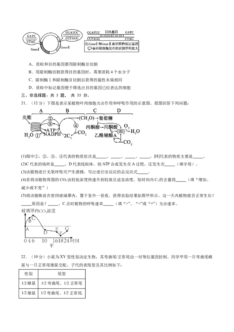 黄金卷04（考试版）-赢在高考&middot;黄金8卷备战2024年高考生物模拟卷（辽宁专用）_2024年新高考资料_4.2024高考模拟预测试卷