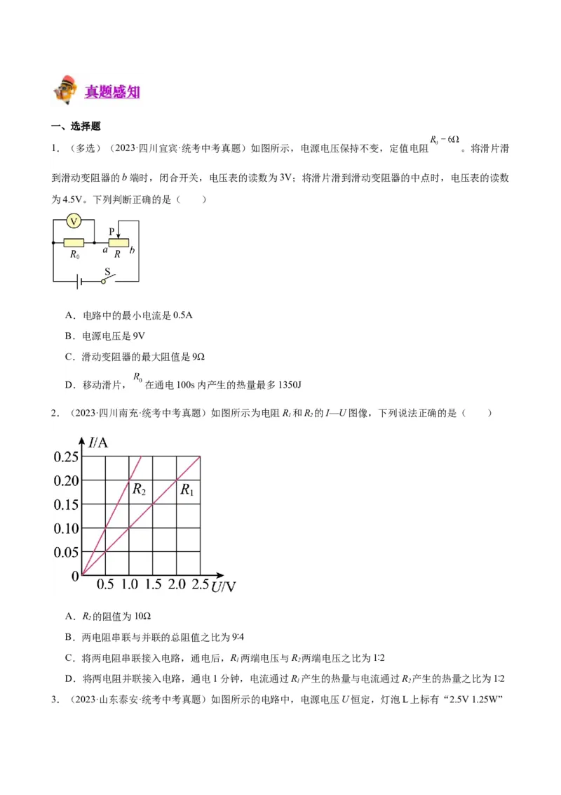专题25电和热（原卷版）_8、物理总复习_2024年中考复习资料_一轮复习_完备战2024年中考物理一轮复习考点帮（全国通用）