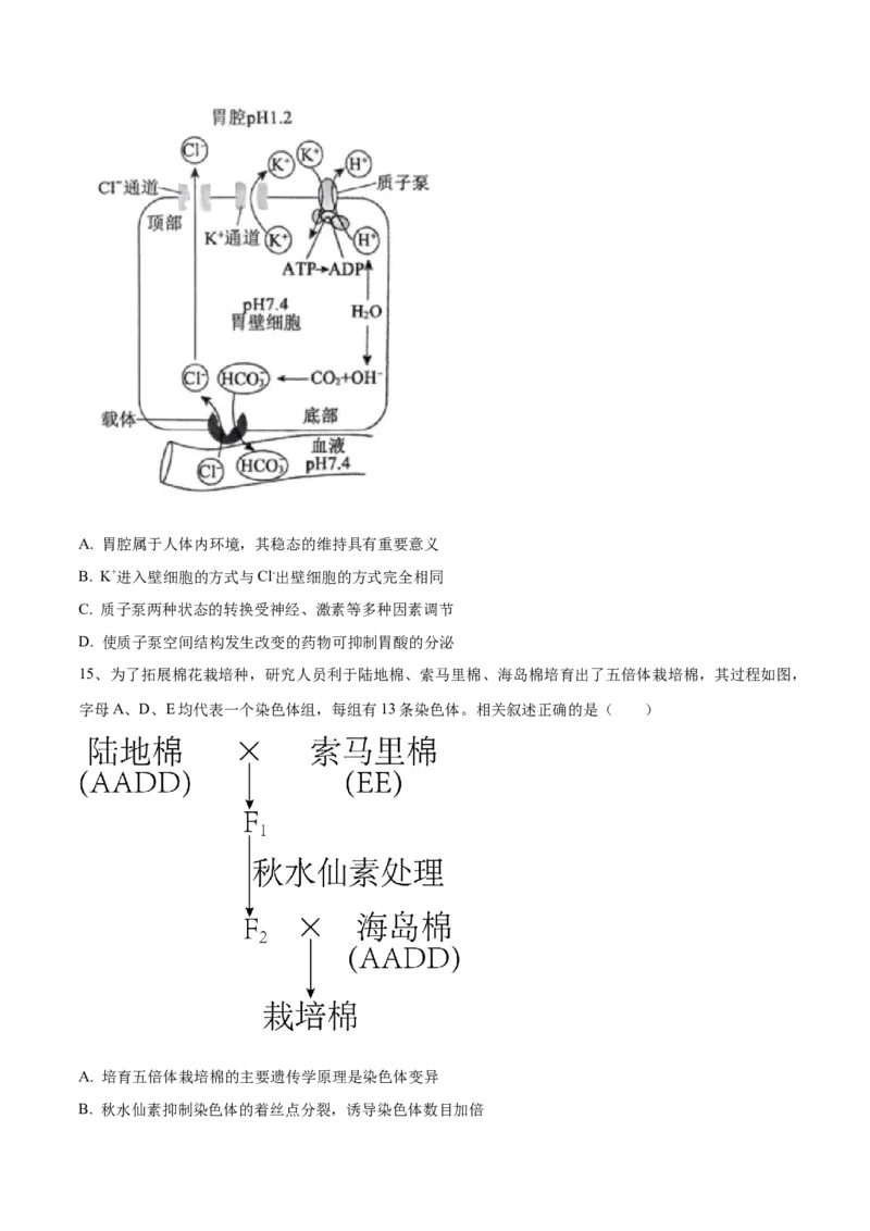 黄金卷05（考试版）-赢在高考&middot;黄金8卷备战2024年高考生物模拟卷（河北专用）_2024年新高考资料_4.2024高考模拟预测试卷