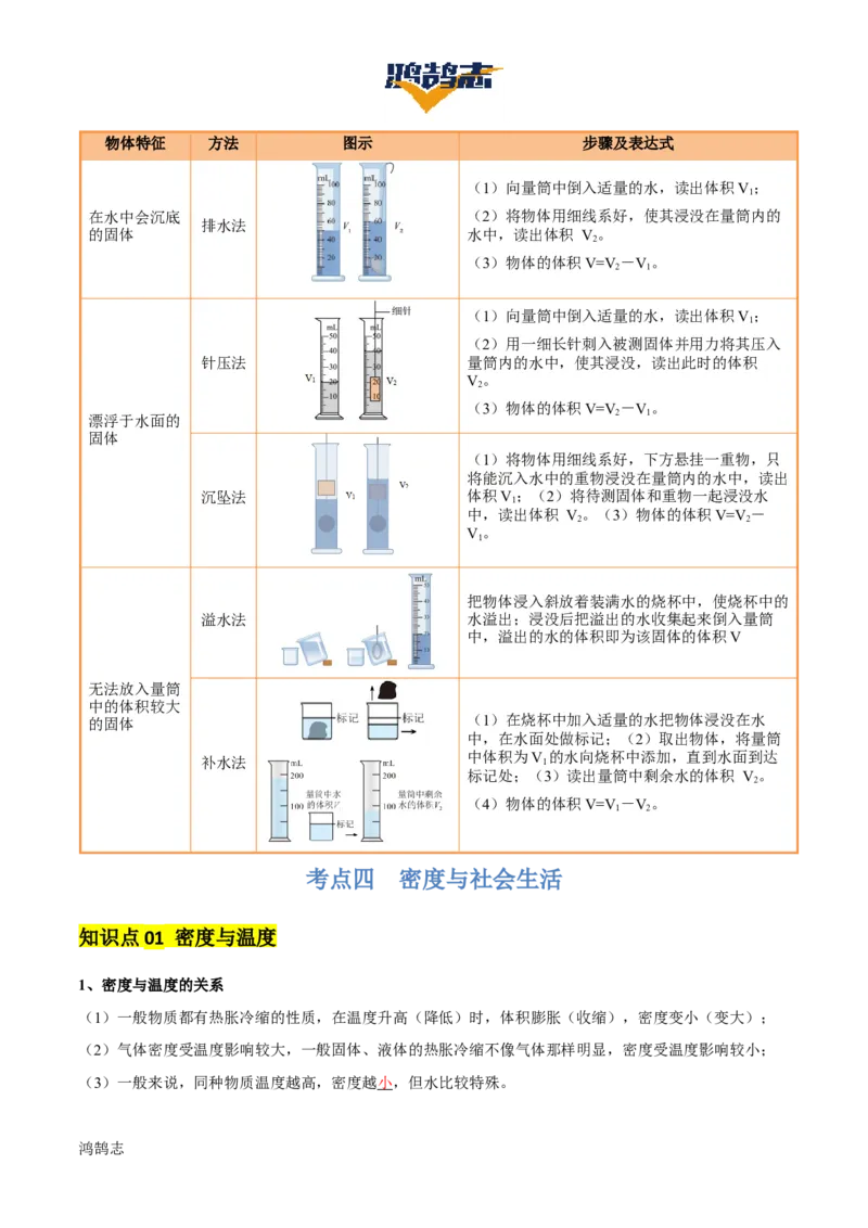 专题07质量和密度（4大模块知识清单+4个易混易错+3种方法技巧+典例真题精析）（解析版）_8、物理总复习_物理一轮复习