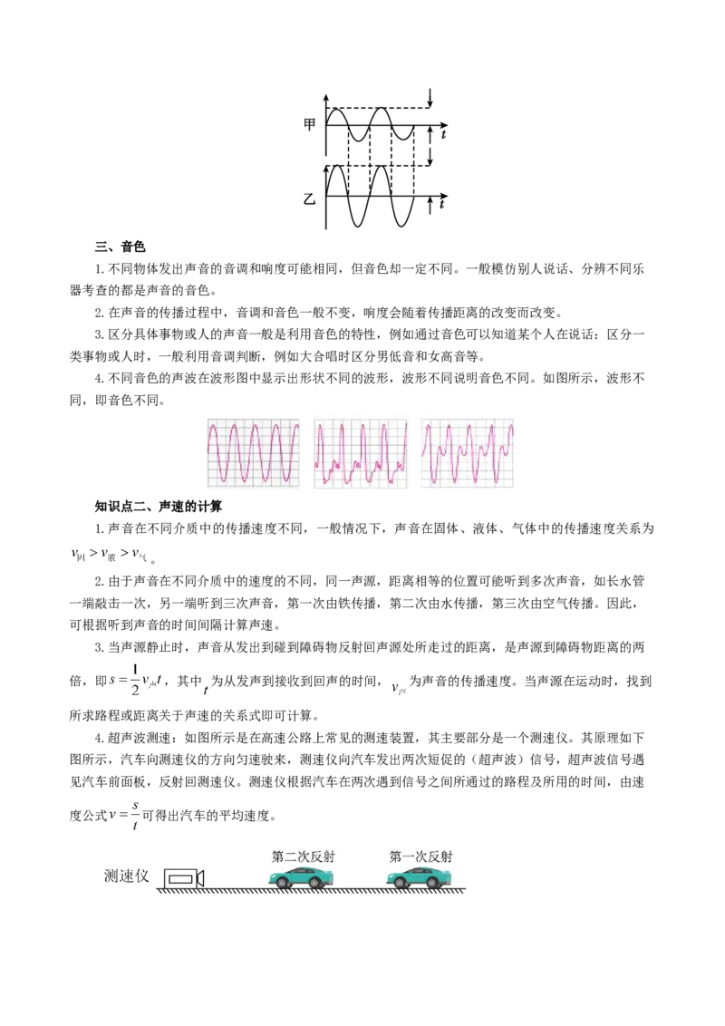 单元专项提升01区分音调、响度、音色和有关声速的计算（教师版）_初物_八年级上下册+九年级全一册物理_八年级物理上册_讲义