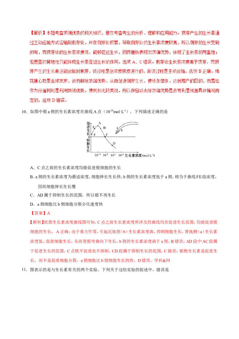 专题10植物的激素调节-备战2019年高考生物之纠错笔记系列（解析版）_新高考复习资料_2022年新高考复习资料_2022年一轮复习最新版_1.2022年高考生物一轮复习全国通用版