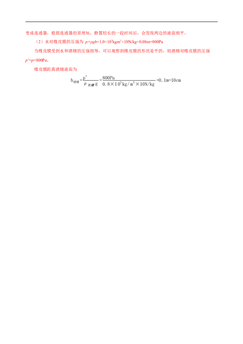 专题09压强（知识梳理+典例+练习）(教师版）_8、物理总复习_8.中考物理总复习_2024年中考复习资料_一轮复习资料_完2024年中考物理一轮复习课件+练习_配套练习_教师版（含答案解析）