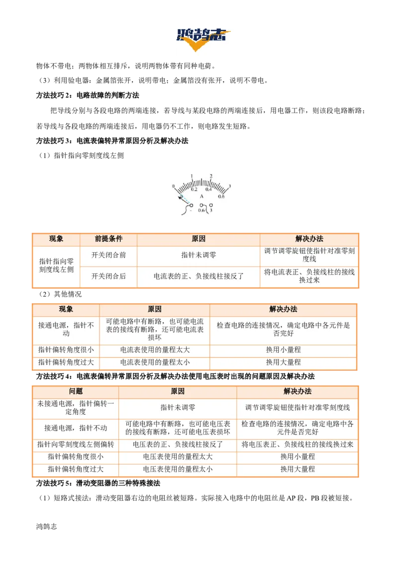 专题14电学基础（6大模块知识清单+5个易混易错+7种方法技巧+典例真题精析）（原卷版）_8、物理总复习_物理一轮复习