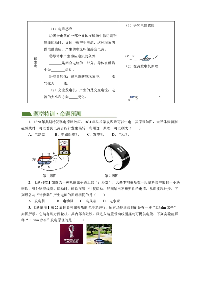 专题12电与磁（讲练）原卷版_8、物理总复习_8.中考物理总复习_2024年中考复习资料_二轮复习资料_完2024年中考物理二轮复习课件+讲义+练习（全国通用）_模块三（电磁学）