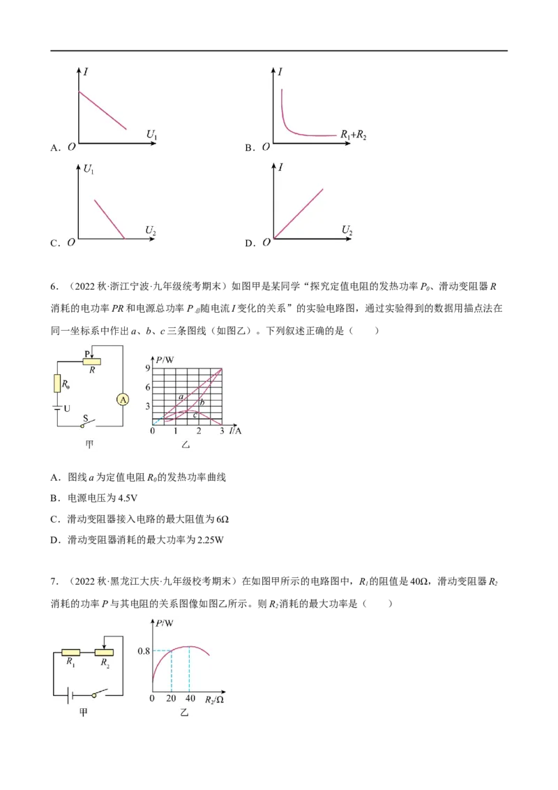 专题11电学图像（原卷版）_8、物理总复习_8.中考物理总复习_2023年中考复习资料_二轮复习_备战2023年中考物理二轮四大模块针对集训（全国通用）_模块四电学