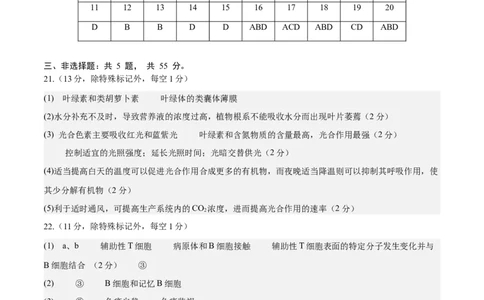 黄金卷06（参考答案）-赢在高考&middot;黄金8卷备战2024年高考生物模拟卷（辽宁专用）_2024年新高考资料_4.2024高考模拟预测试卷