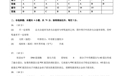 黄金卷07（参考答案）-赢在高考&middot;黄金8卷备战2024年高考生物模拟卷（北京专用）_2024年新高考资料_4.2024高考模拟预测试卷