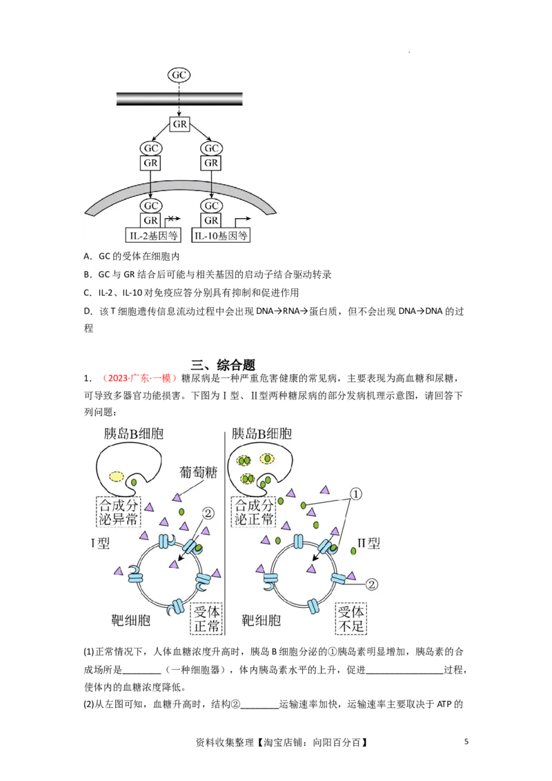 专题11免疫调节（原卷版）_新高考复习资料_2024年新高考复习资料_一轮复习资料_完备战2024年高考生物一轮复习重难点突破讲解与训练（新教材）_专题11免疫调节