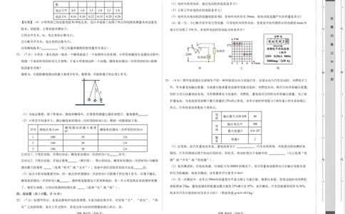 物理（陕西卷）（考试版A3）_8、物理总复习_2024中考模拟题物理_一模_物理（陕西卷）-2024年中考第一次模拟考试