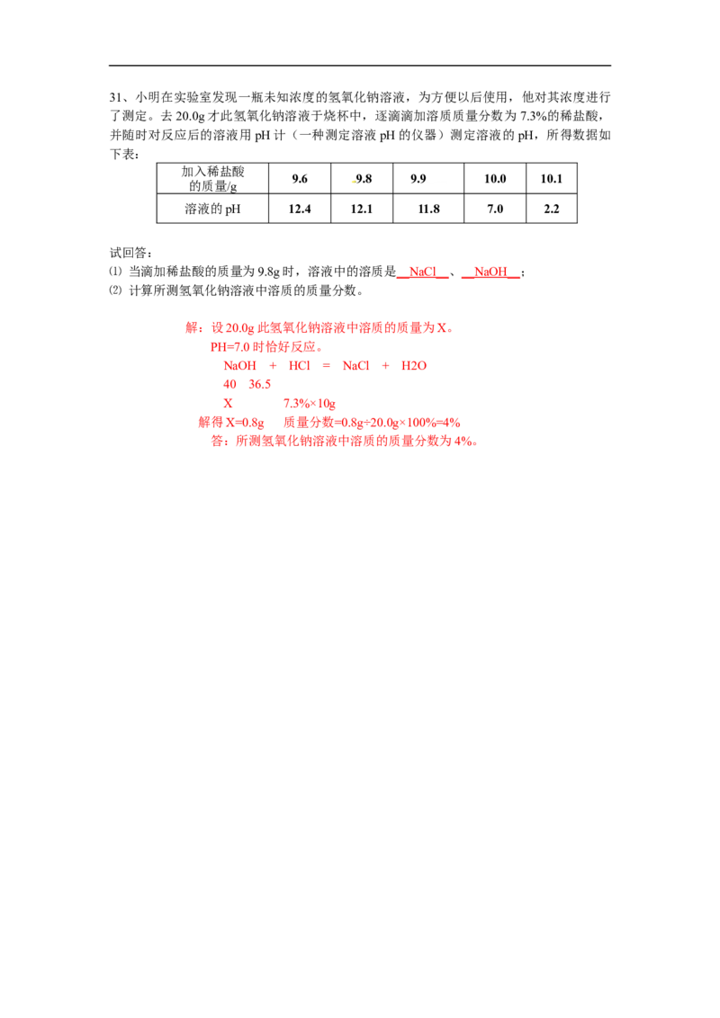 2014山东临沂化学试卷+答案(word整理版)_山东历年中考真题_山东省历年中考真题2013~2024_初中化学历年真题（2013-2024）